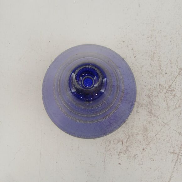 Vintage Hand Blown Art Glass Oil Lamp Half Hourglass Cobalt Blue Glass Decor 5" - Picture 8 of 13